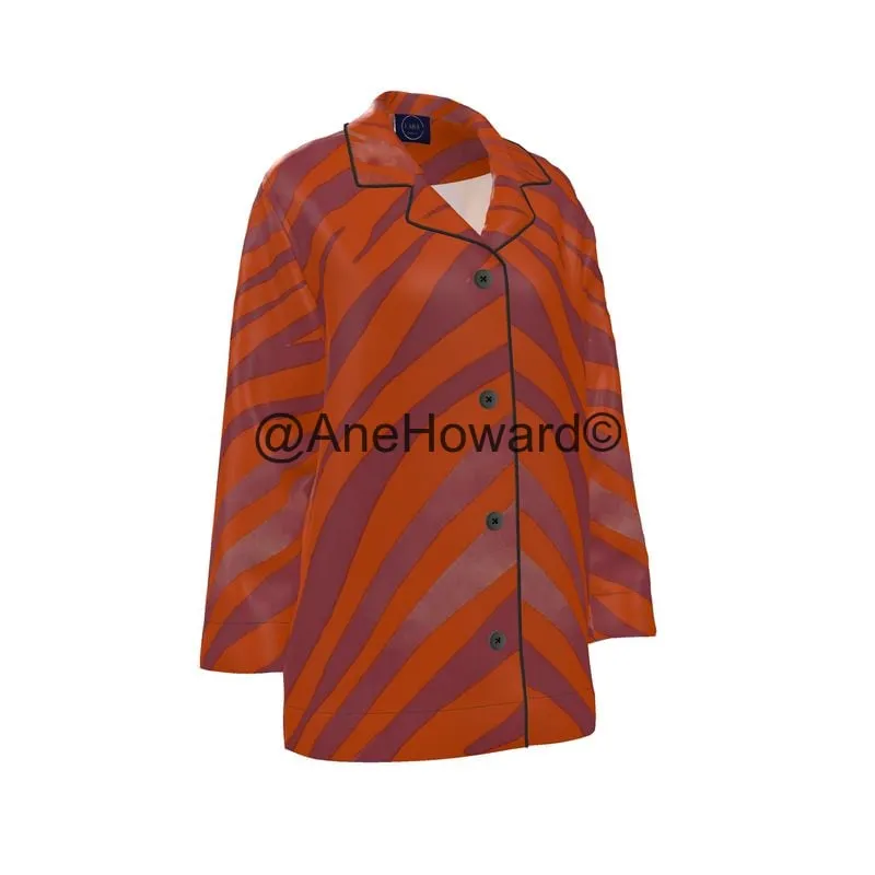 Women's Luxury Loungewear Shirt Red Zebra