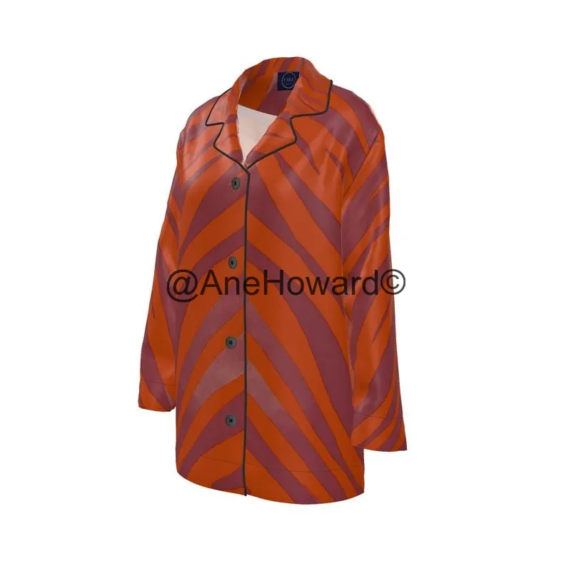 Women's Luxury Loungewear Shirt Red Zebra