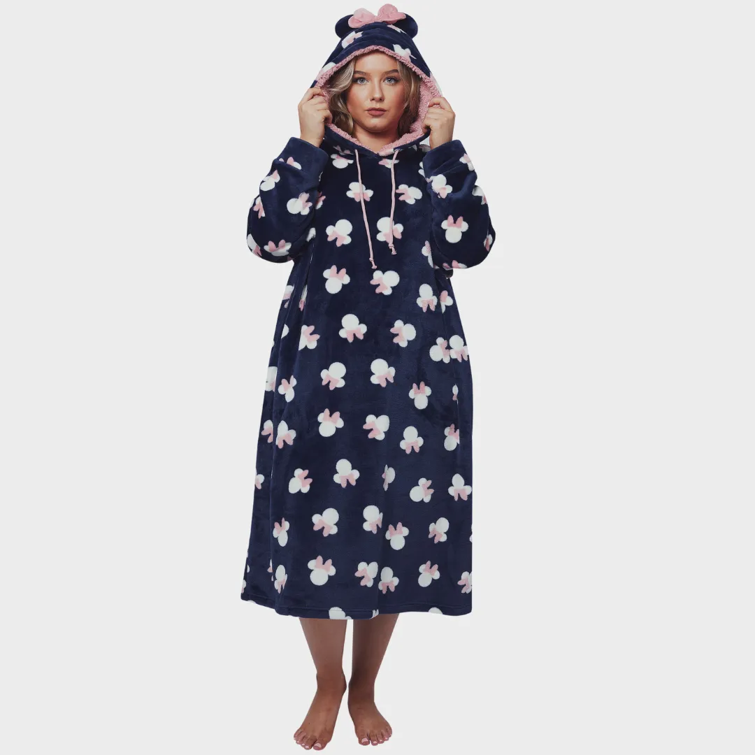 Womens Minnie Mouse Oversized Fleece Lounge Hoodie Blanket