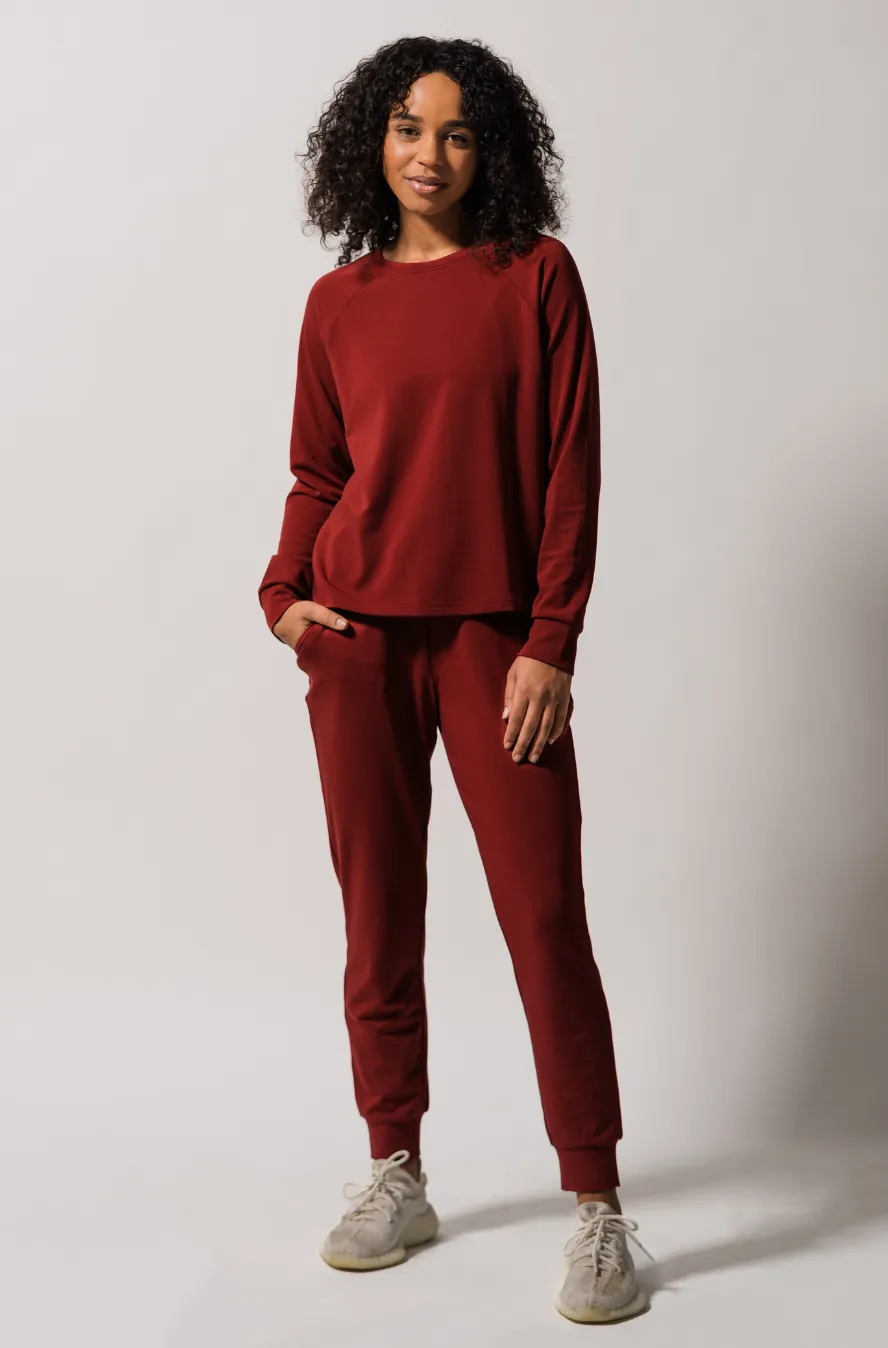 Women's Plain Bamboo Jogger & Pullover Set -Orange