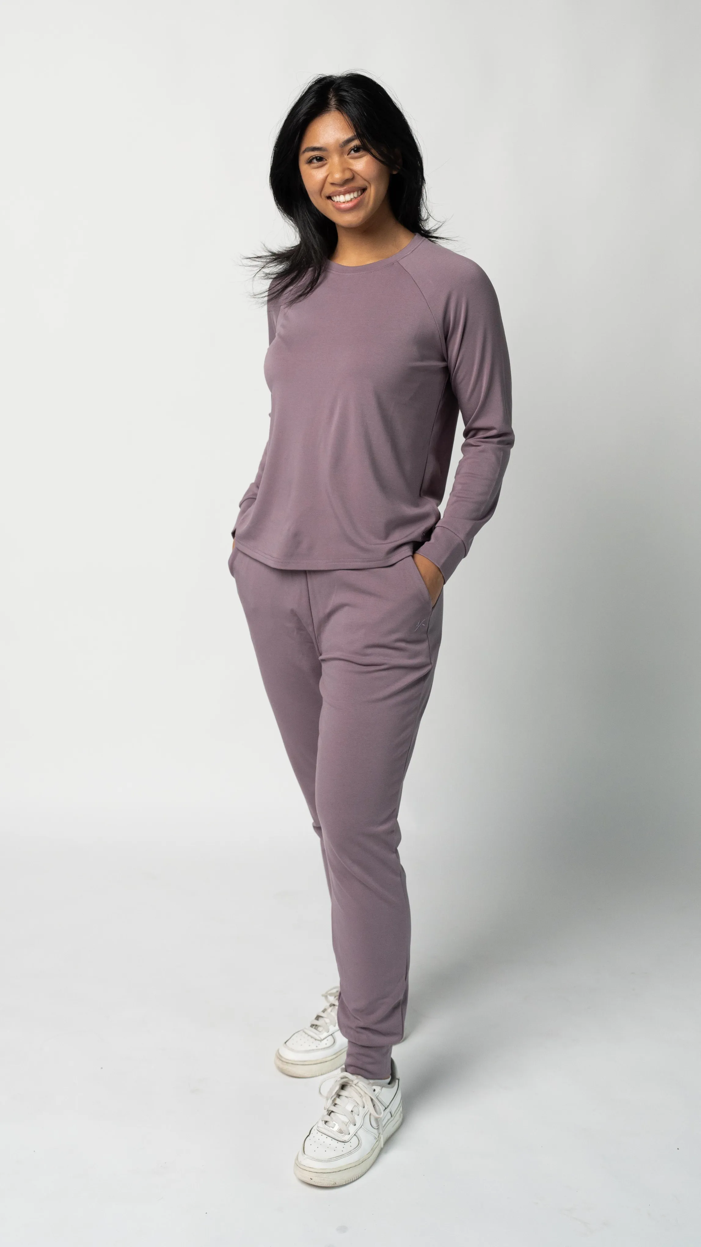 Women's Plain Bamboo Jogger & Pullover Set -Orange