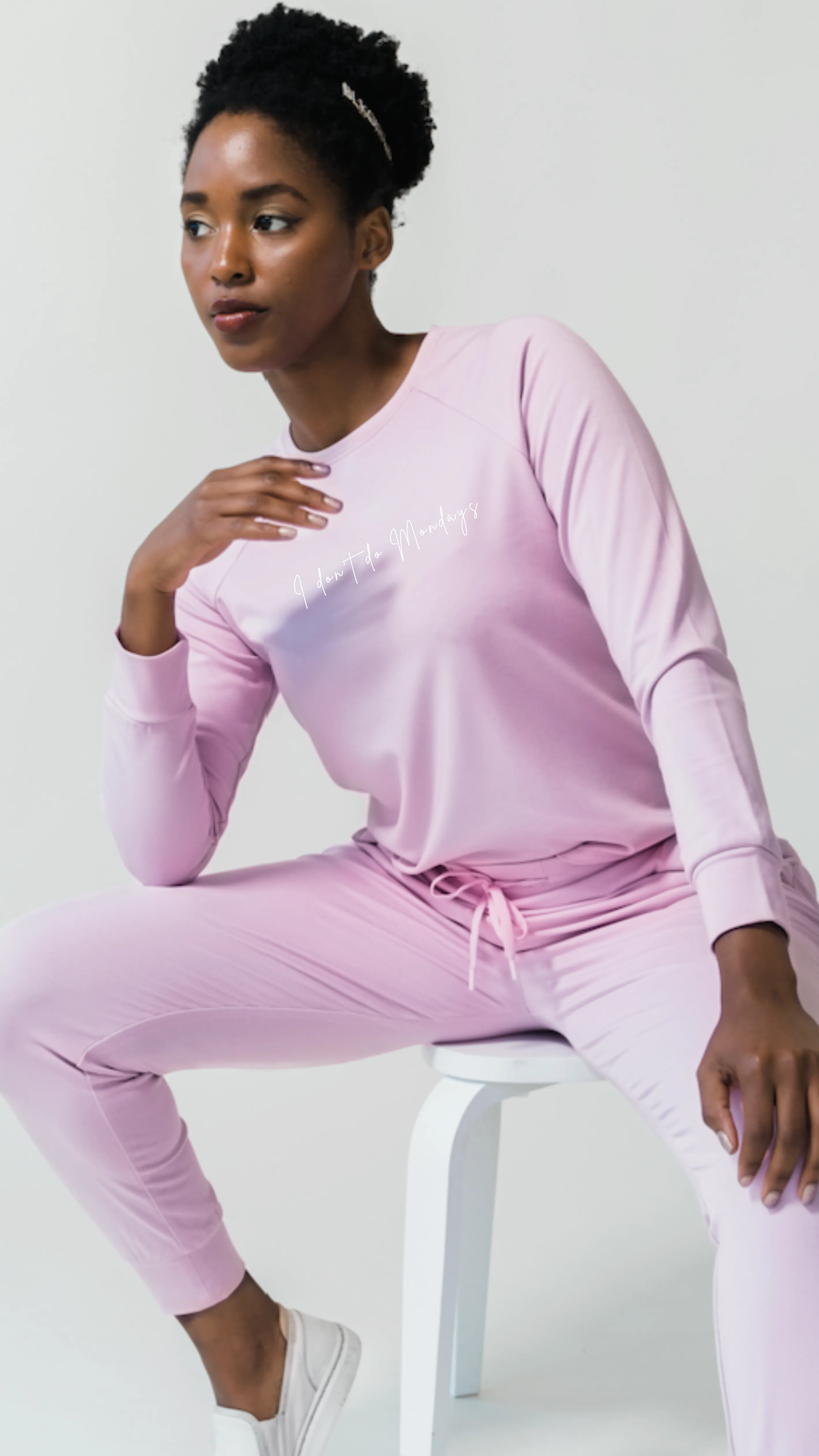 Women's Plain Bamboo Jogger & Pullover Set -Orange