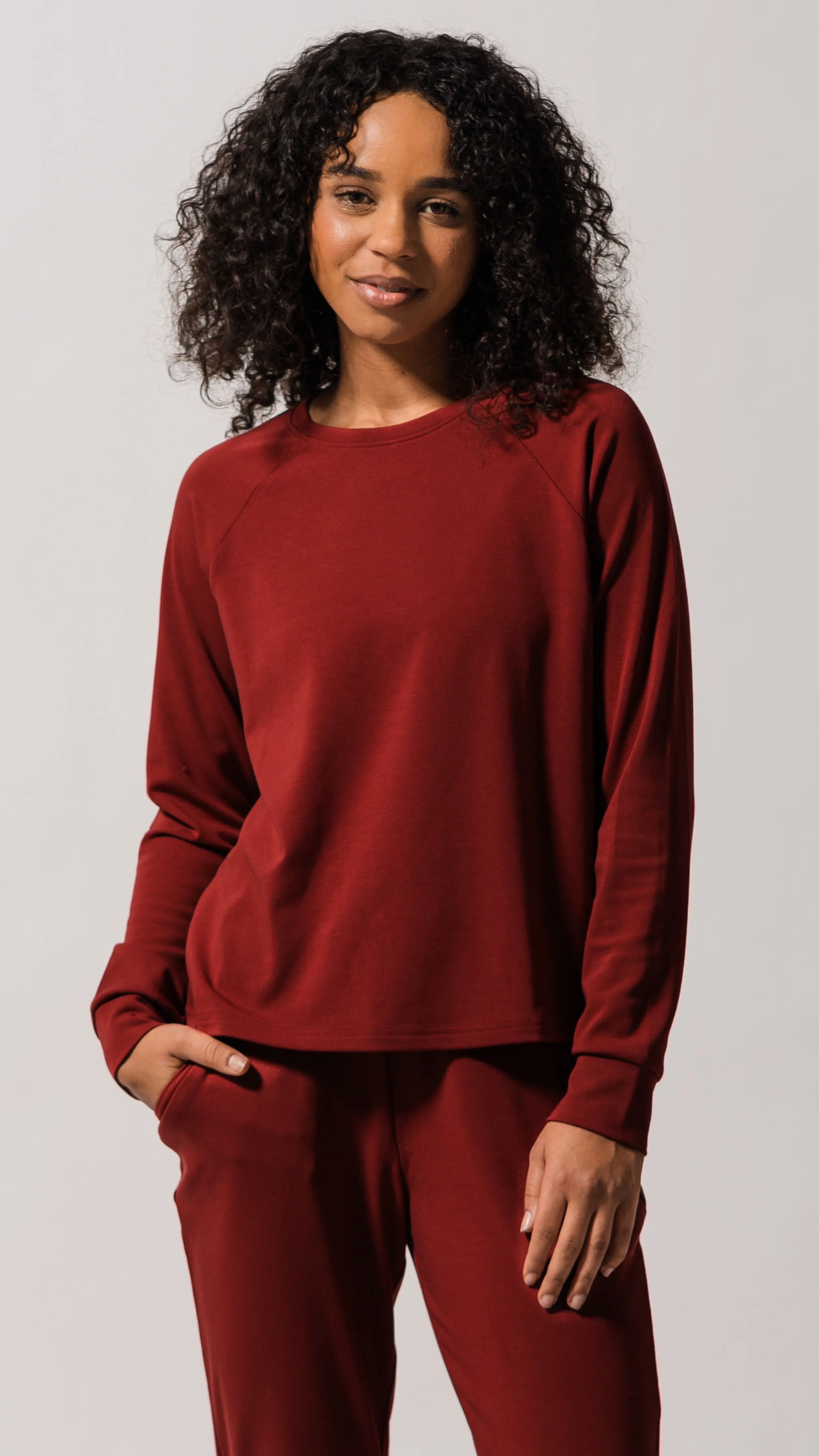 Women's Plain Bamboo Jogger & Pullover Set -Orange