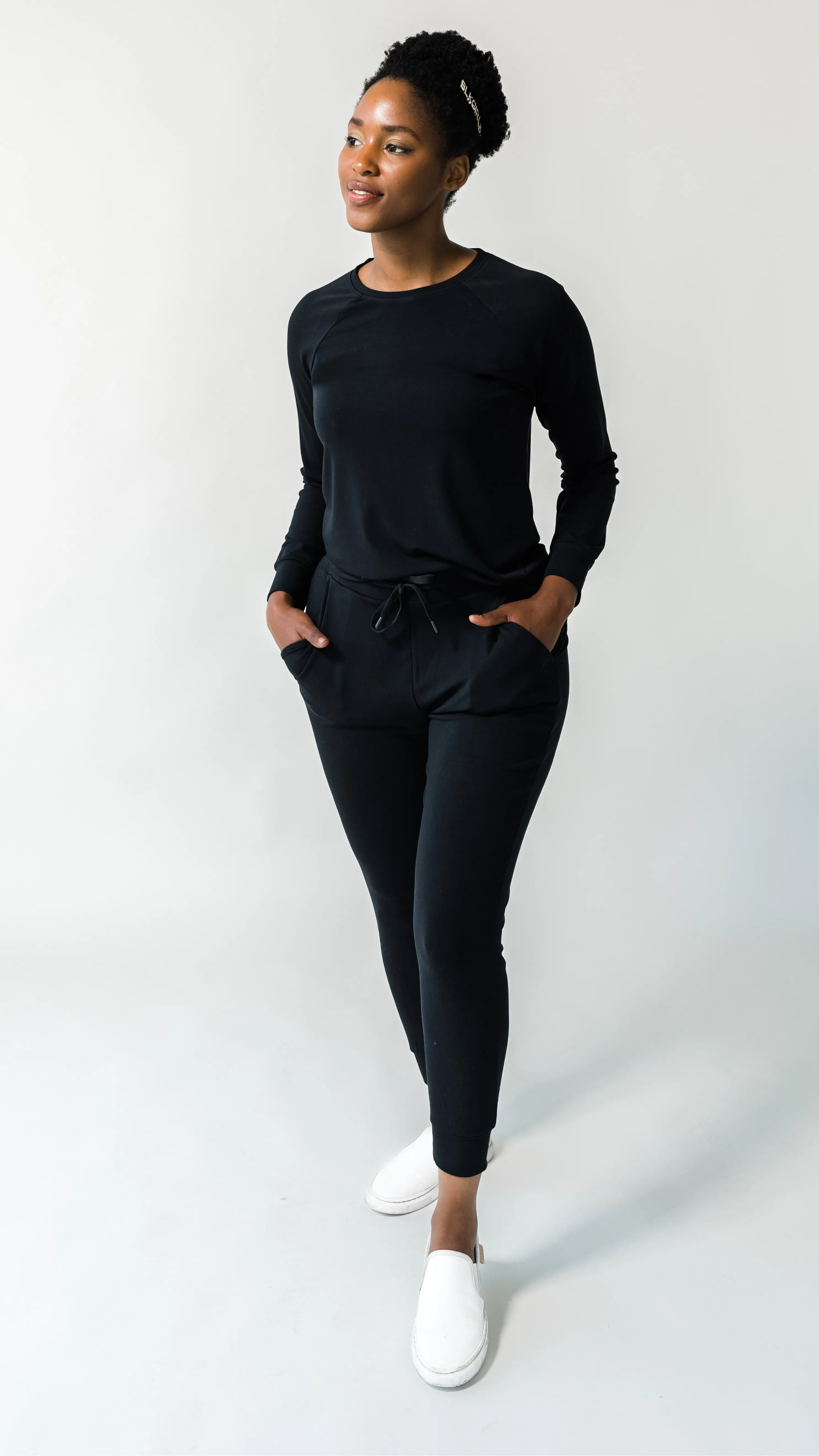 Women's Plain Bamboo Jogger & Pullover Set -Orange