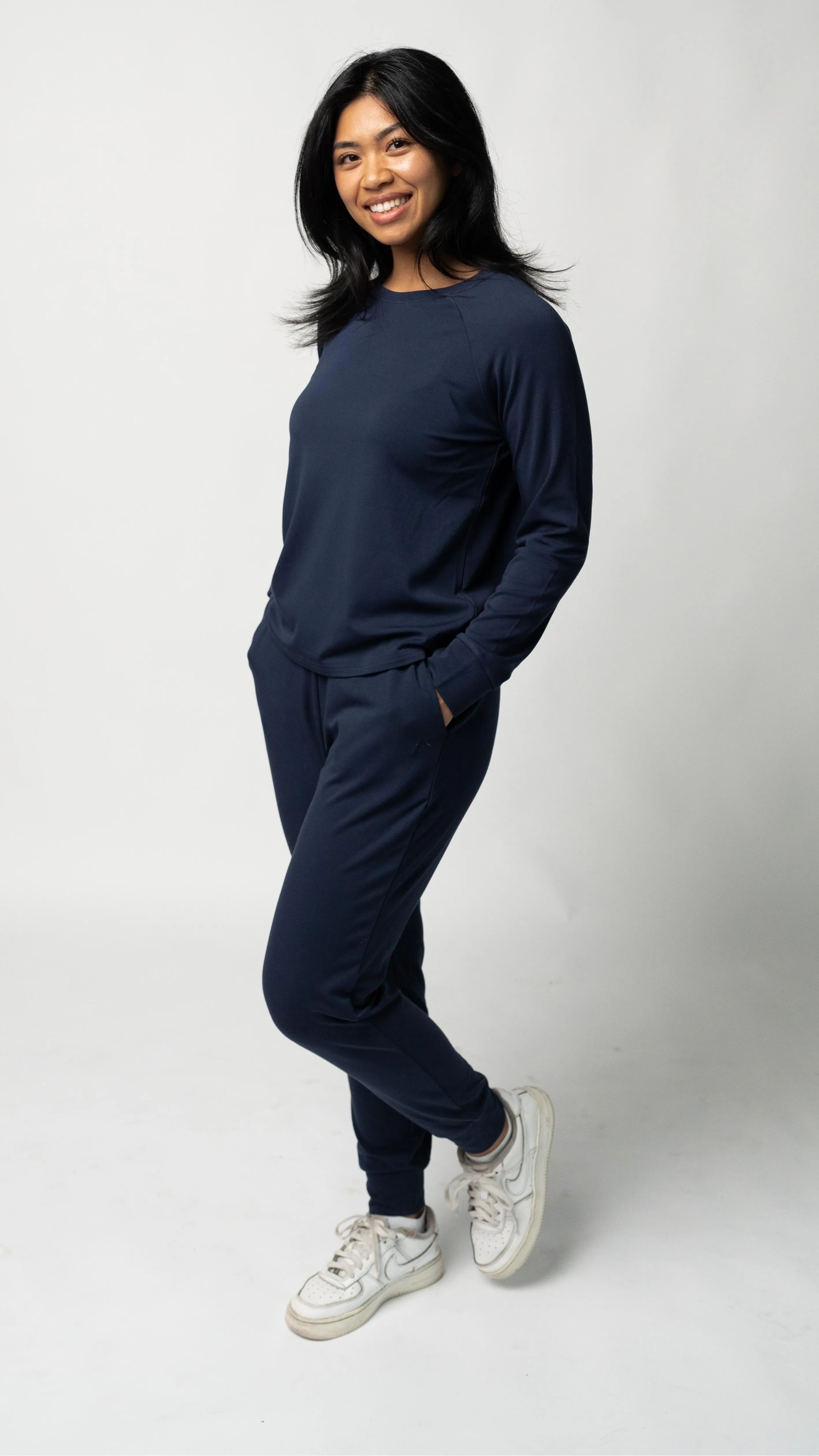 Women's Plain Bamboo Jogger & Pullover Set -Orange