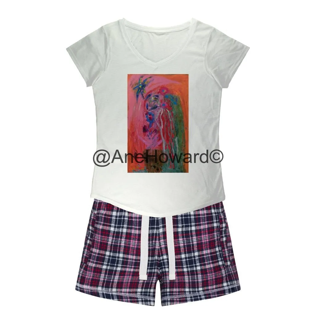 Women's Sleepy Tee and Flannel Short Bird of Paradise