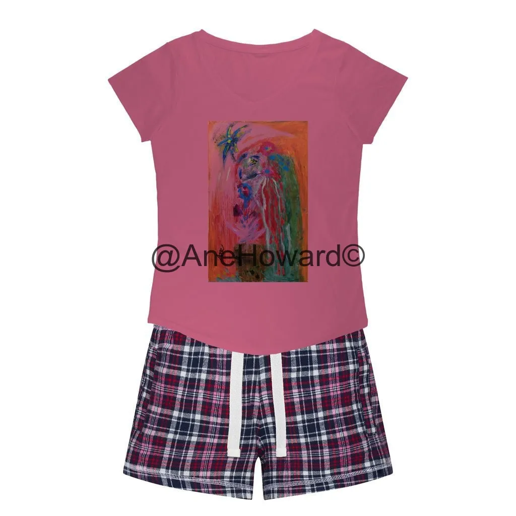 Women's Sleepy Tee and Flannel Short Bird of Paradise