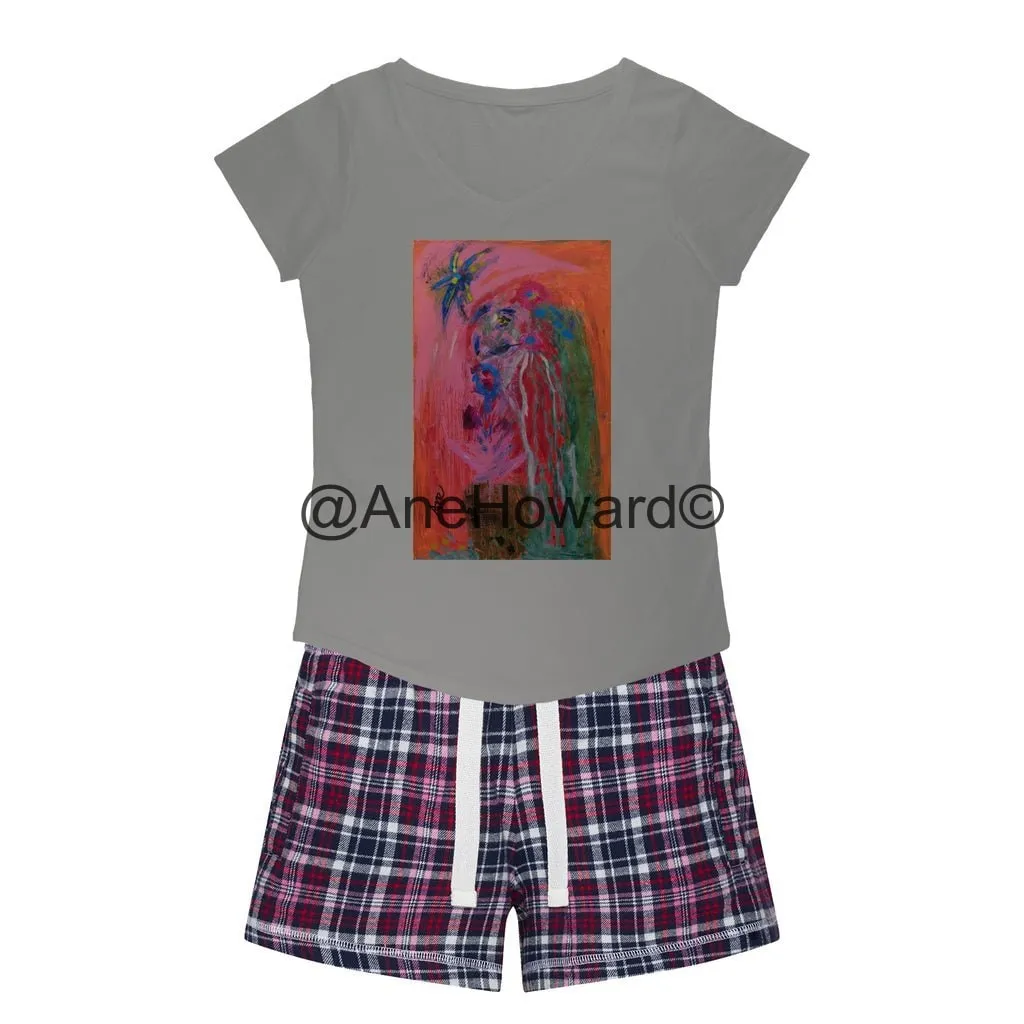 Women's Sleepy Tee and Flannel Short Bird of Paradise
