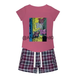 Women's Sleepy Tee and Flannel Short Les Papillons