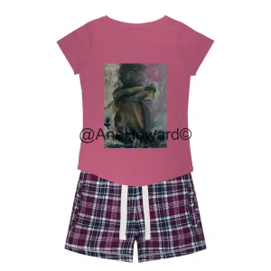 Women's Sleepy Tee and Flannel Short Self-Portrait Pensive