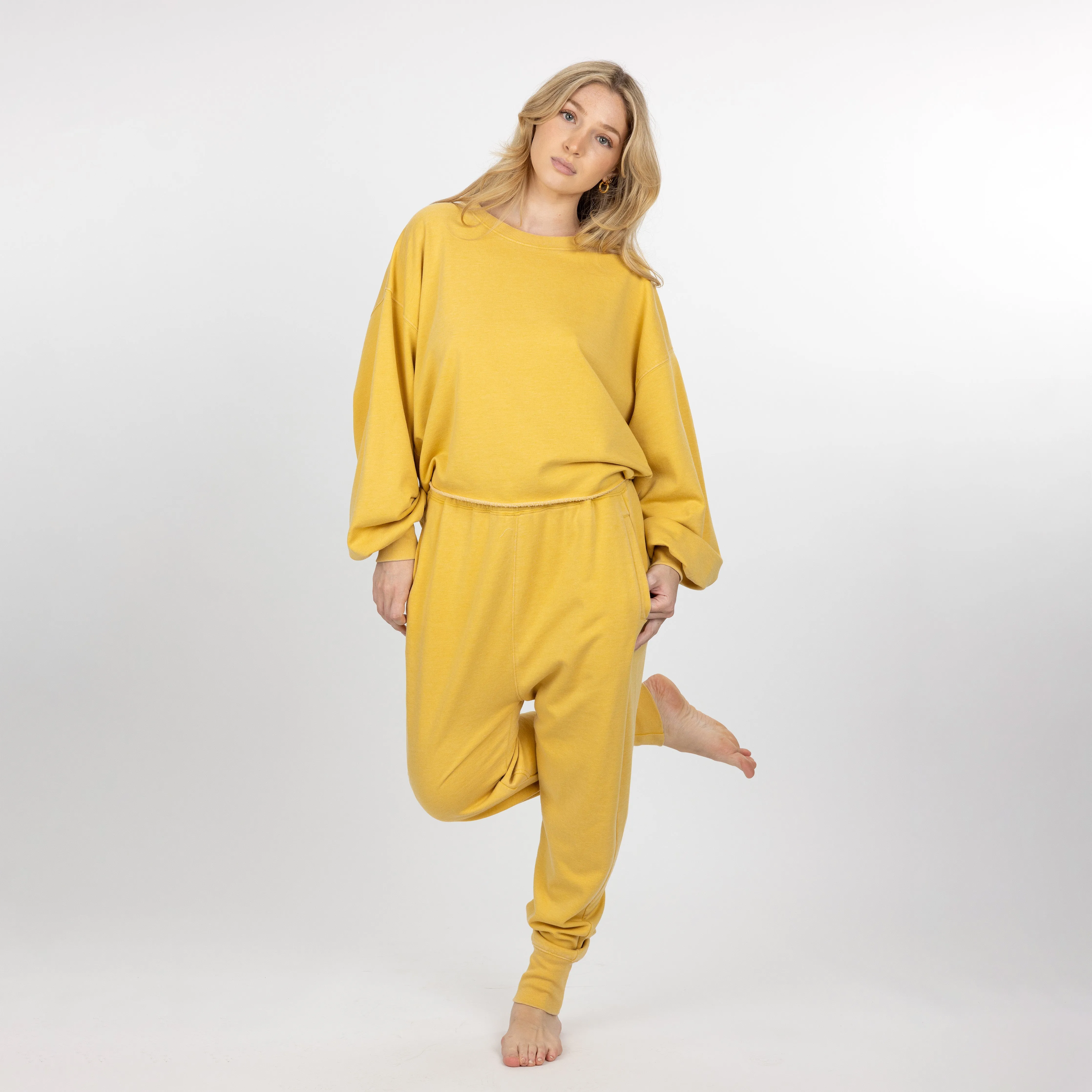 Womens Washed Harem Jogger - Misted Yellow