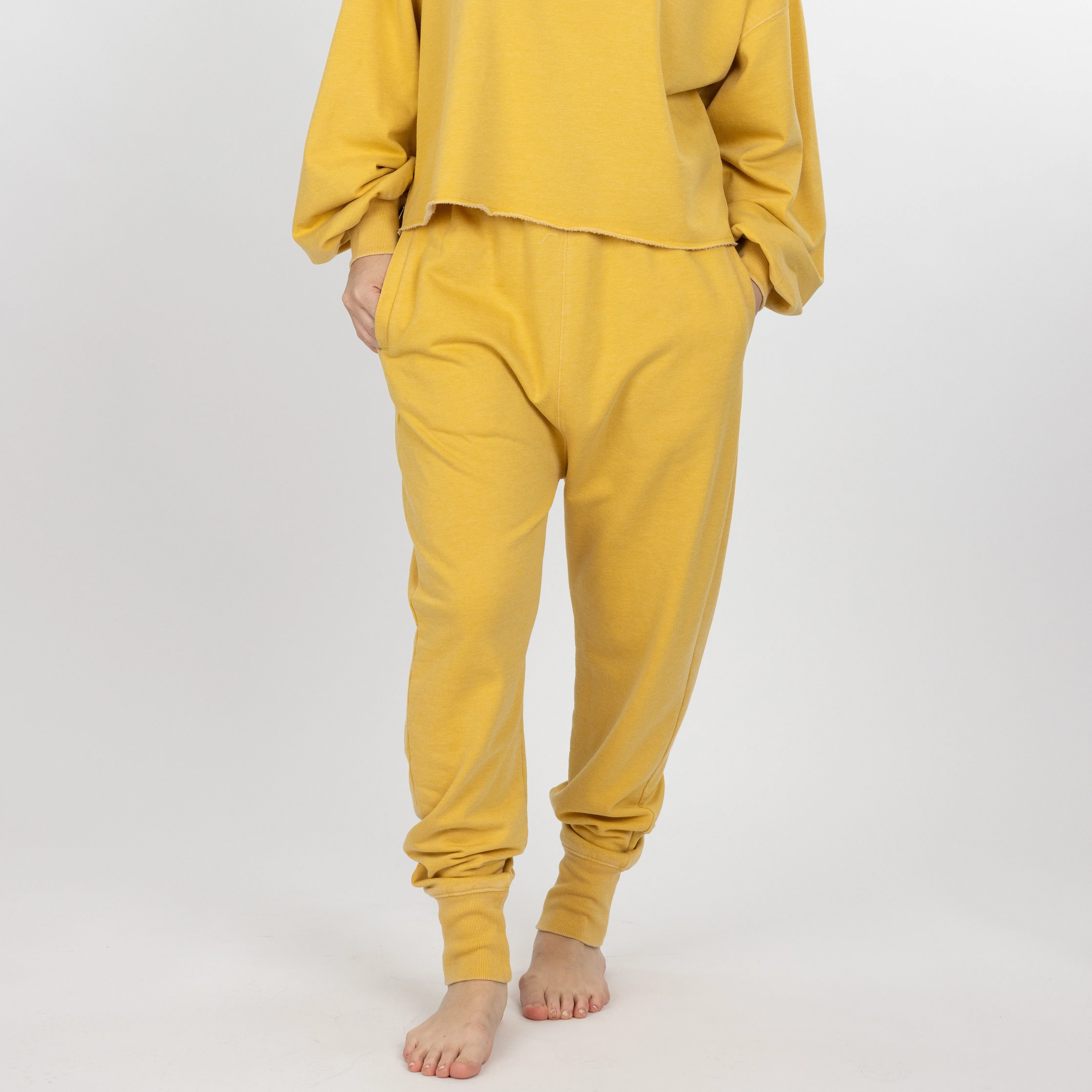 Womens Washed Harem Jogger - Misted Yellow