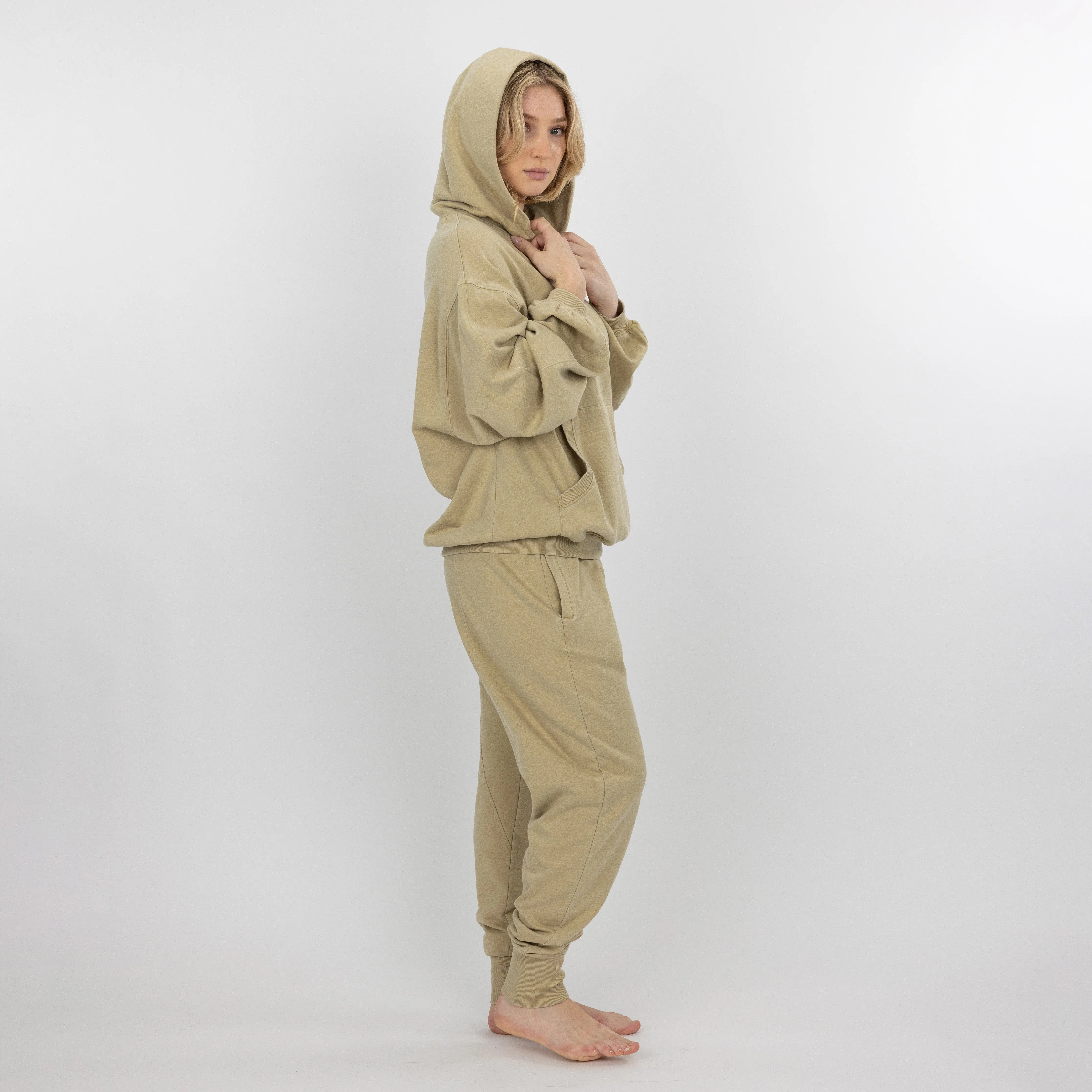 Womens Washed Harem Jogger - Pale Khaki
