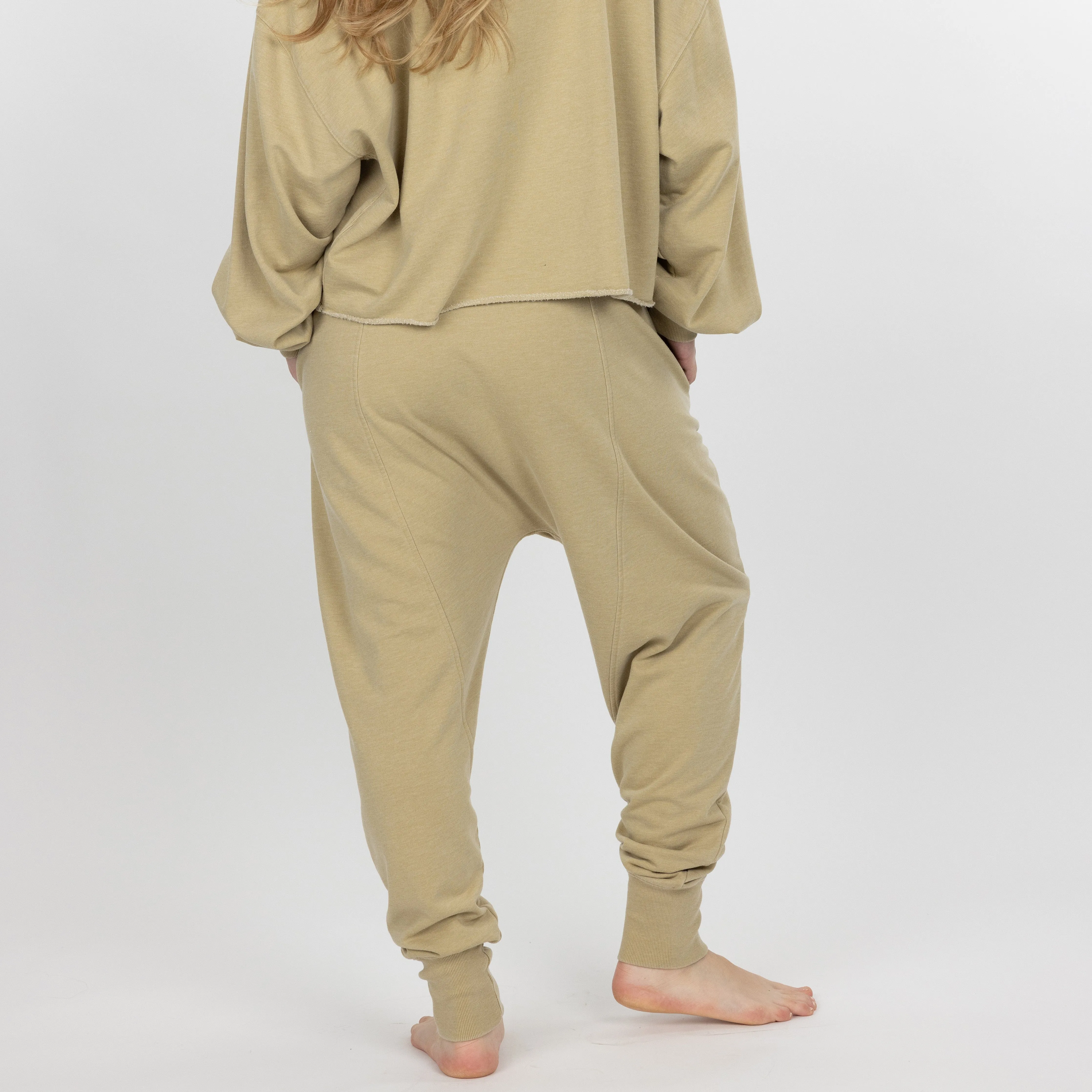 Womens Washed Harem Jogger - Pale Khaki