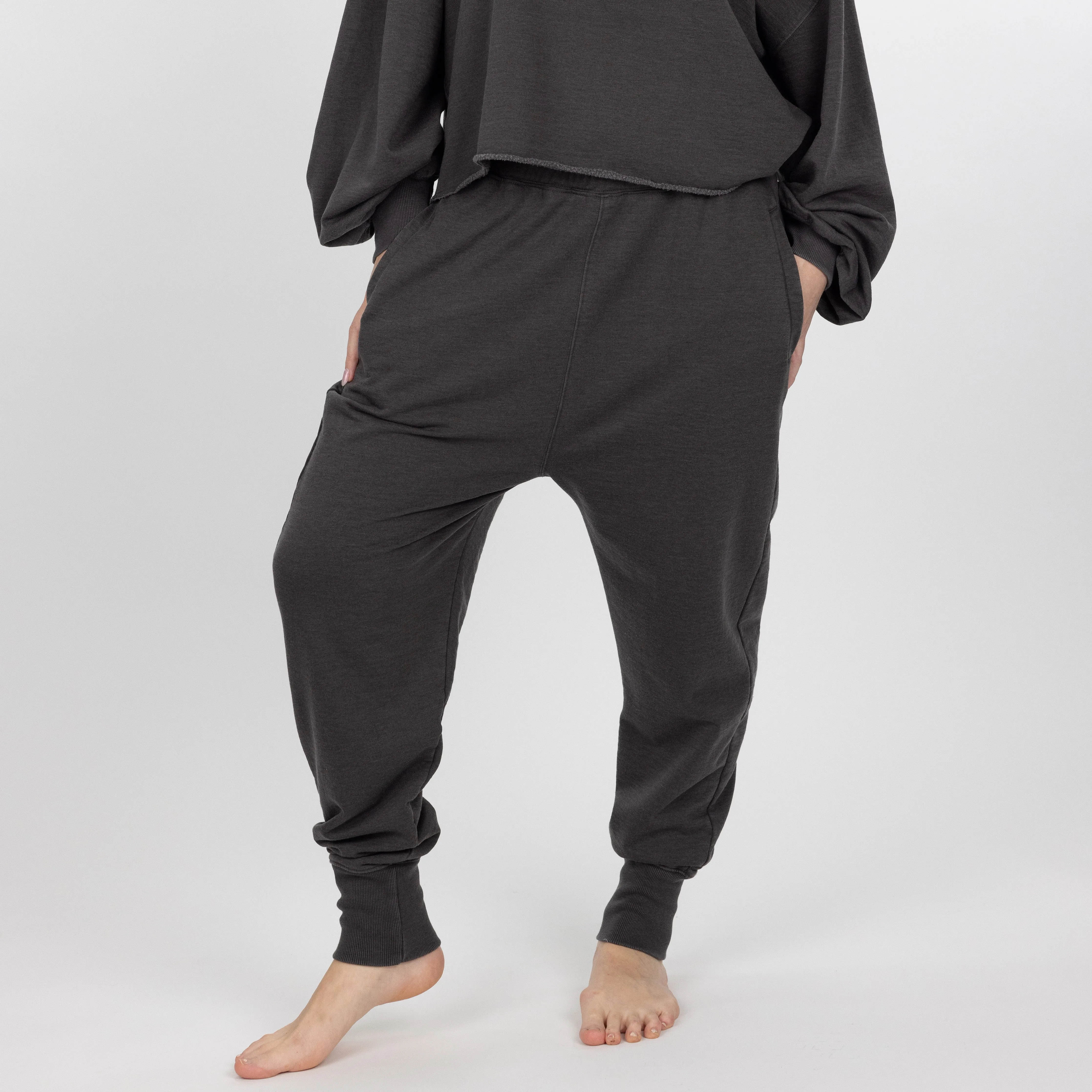 Womens Washed Harem Jogger - Pirate Black