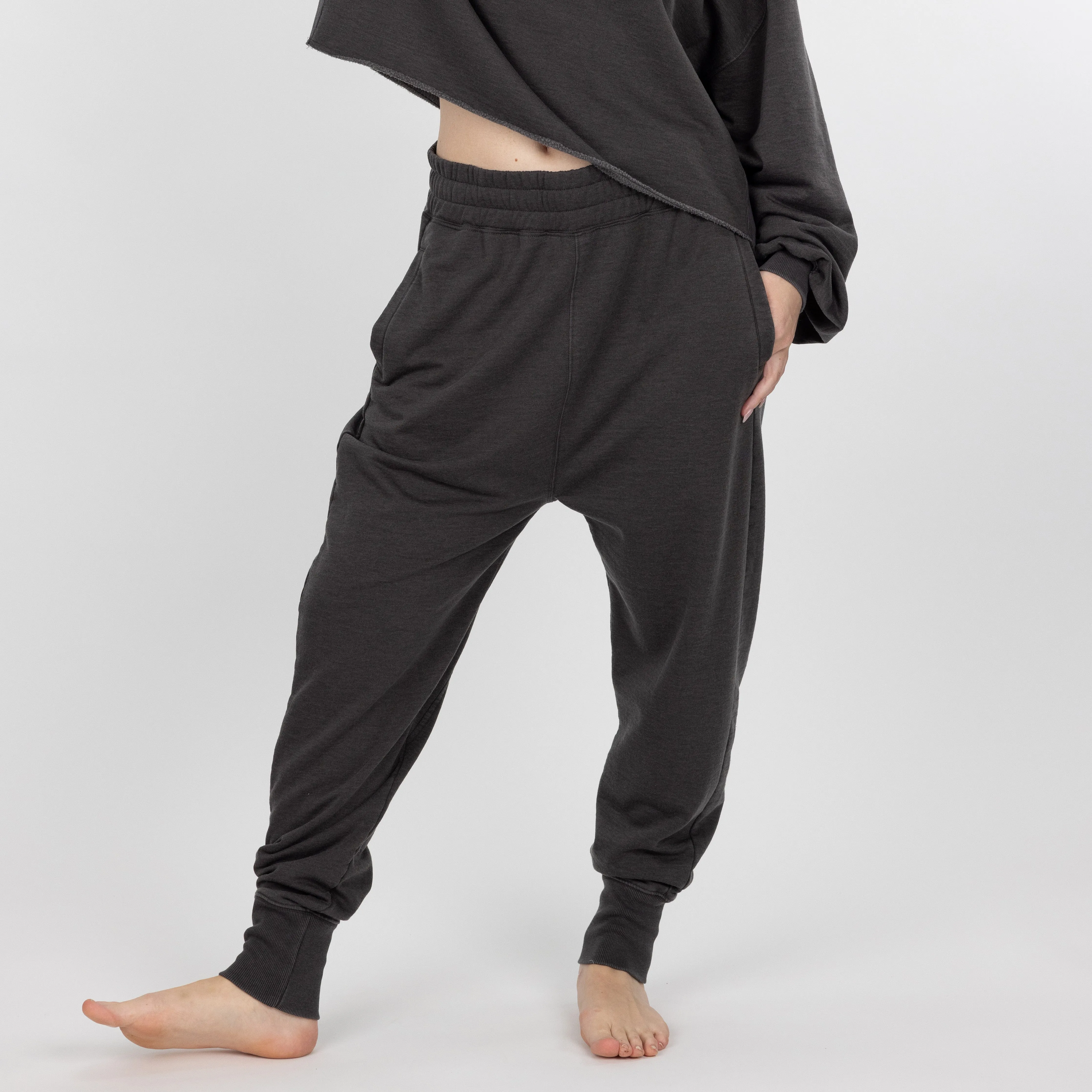 Womens Washed Harem Jogger - Pirate Black