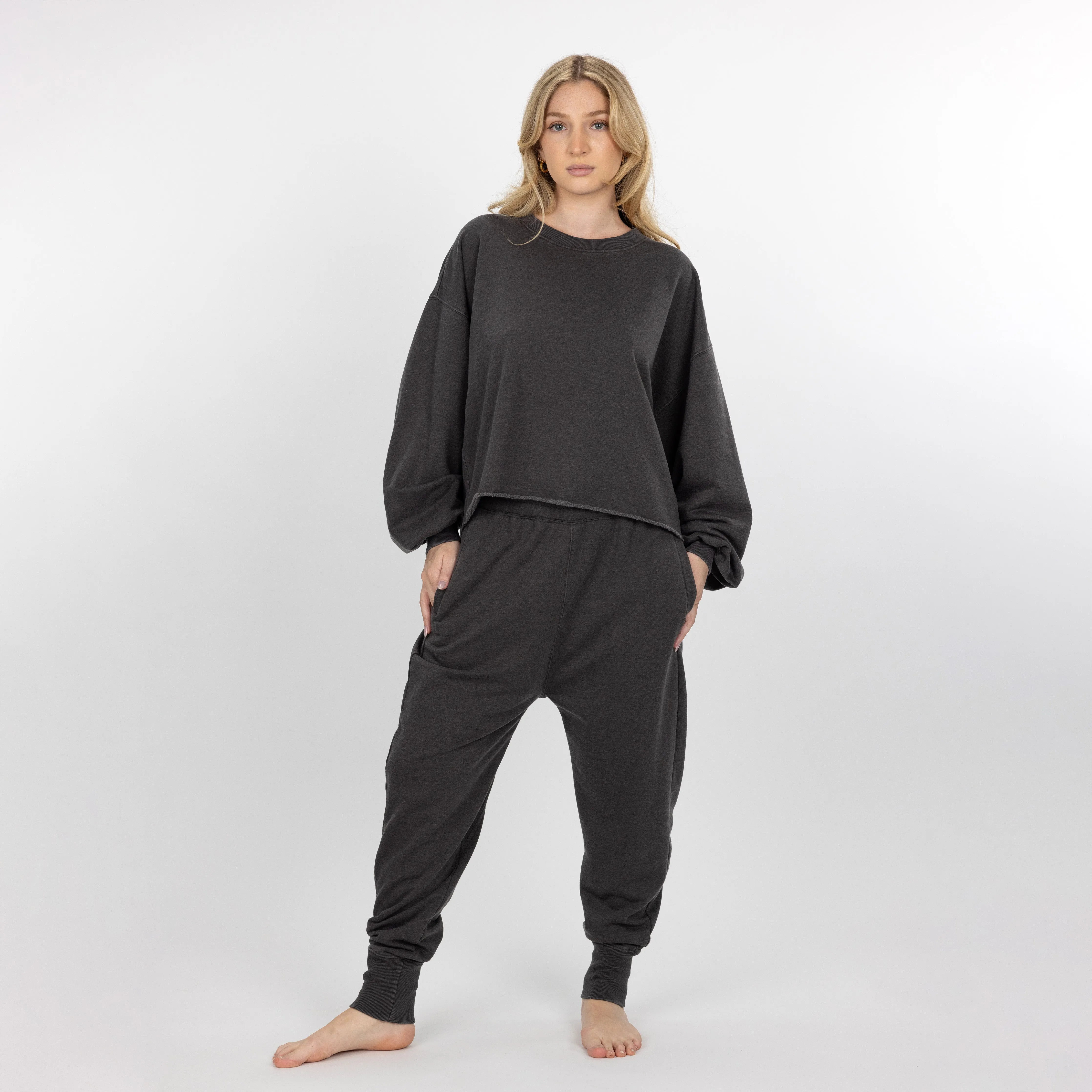 Womens Washed Harem Jogger - Pirate Black