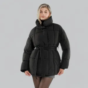 Women's Waterproof Belted Puffer Down Jacket | Insulated, Lightweight, Stylish Outerwear for Cold Weather
