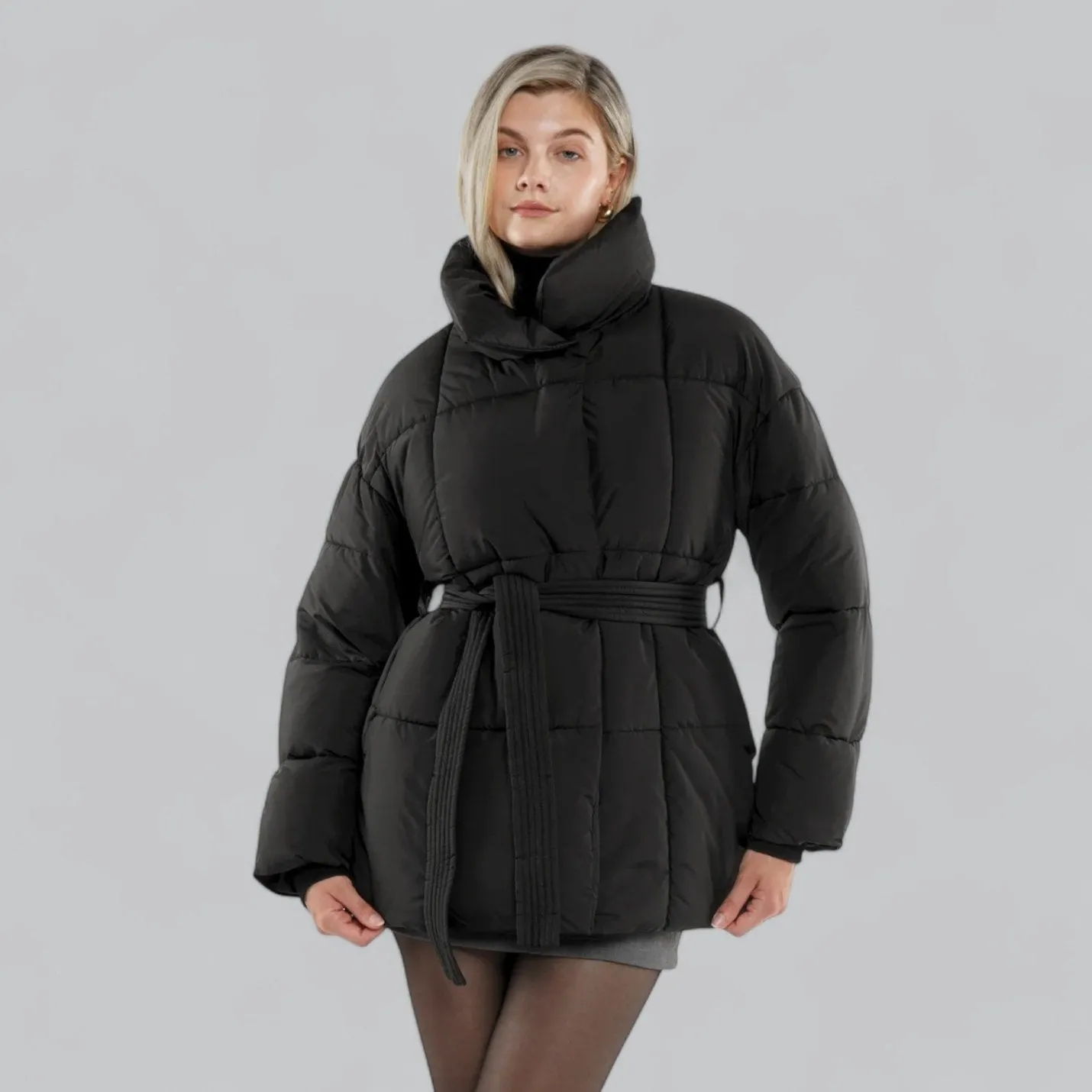Women's Waterproof Belted Puffer Down Jacket | Insulated, Lightweight, Stylish Outerwear for Cold Weather