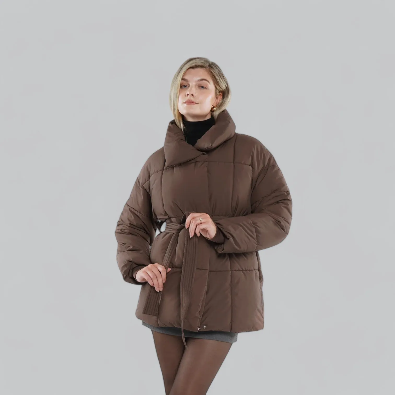 Women's Waterproof Belted Puffer Down Jacket | Insulated, Lightweight, Stylish Outerwear for Cold Weather