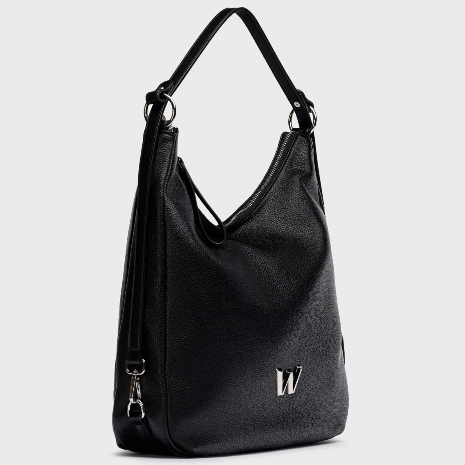 Wonders Large Black Leather Shoulder Hobo Bag