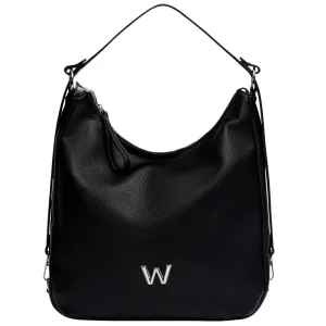 Wonders Large Black Leather Shoulder Hobo Bag