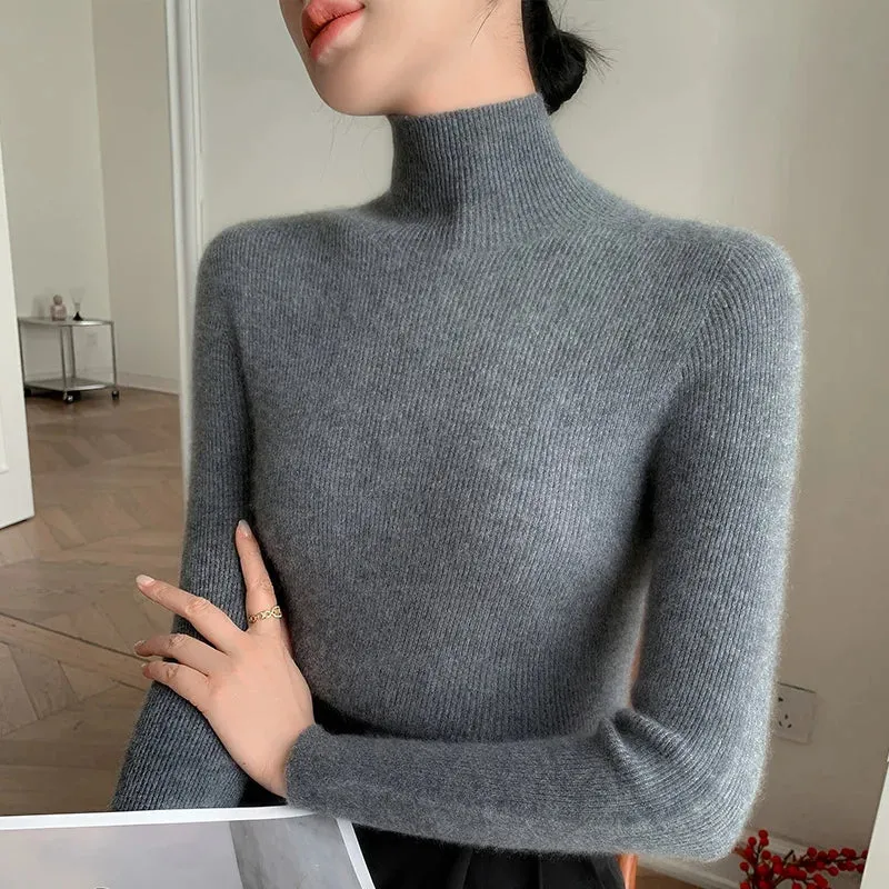 Wool Mock Neck Sweater