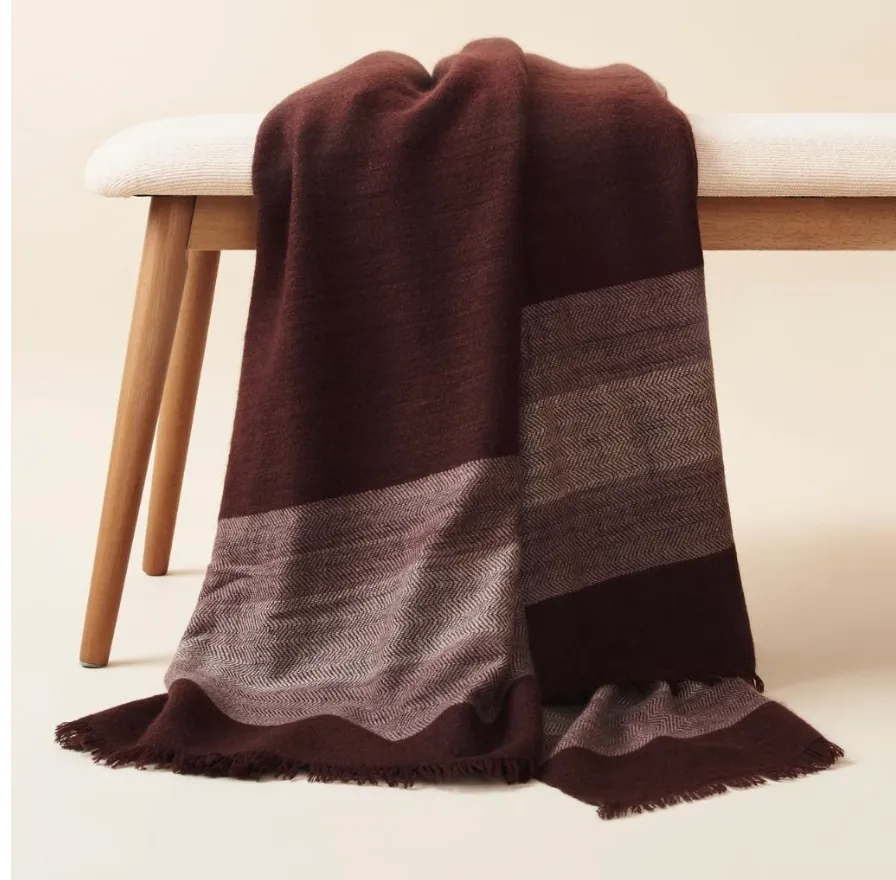 Wool Throw Red Brown