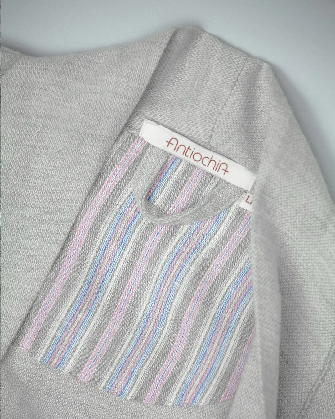 Wool/Cotton Blend Robe – Light Grey