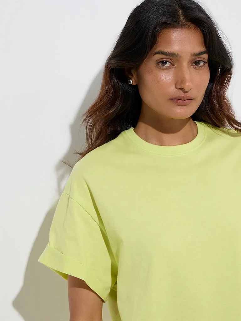 Wunderlove Green Solid Cotton T-Shirt