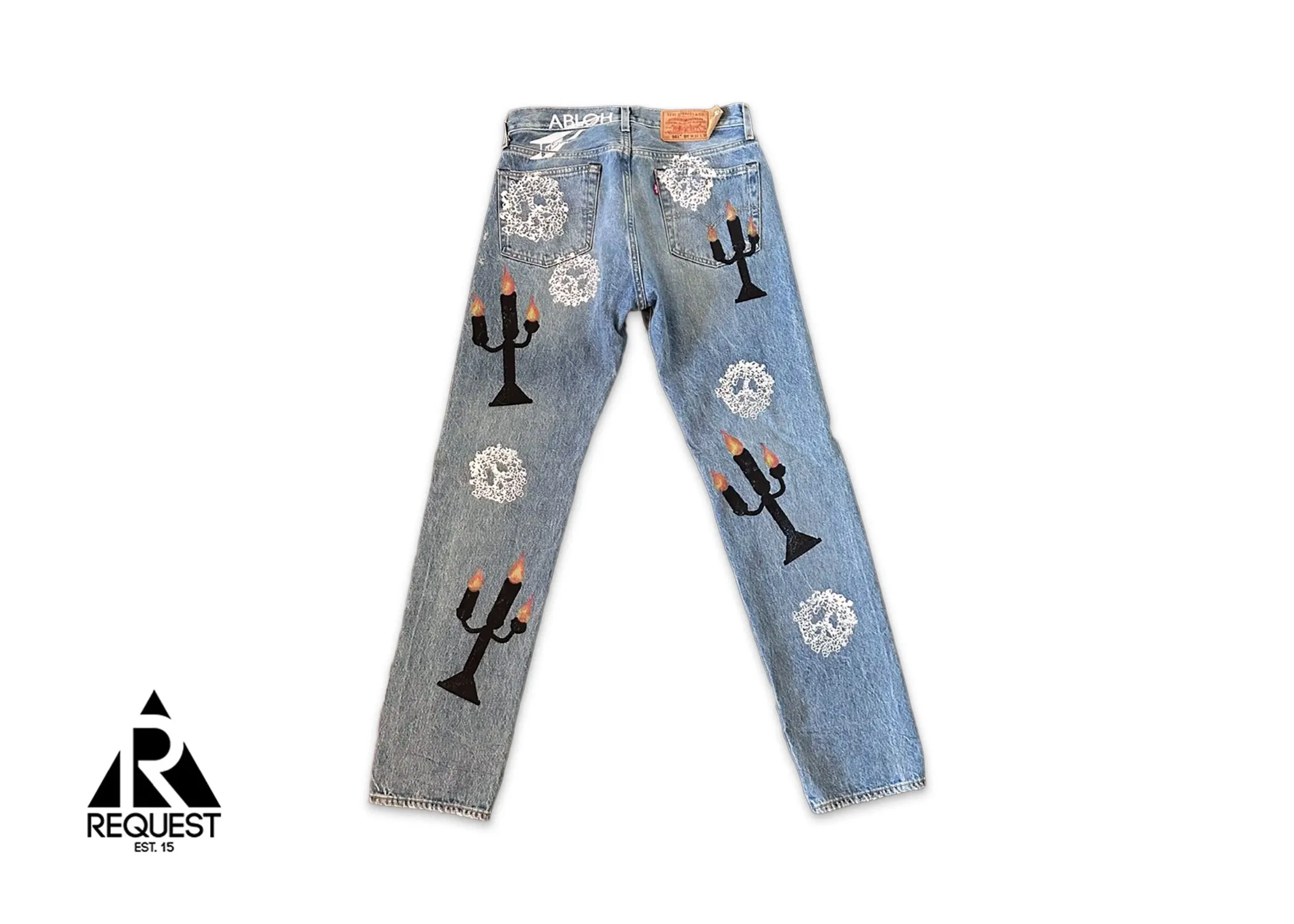 x Off-White Printed Cotton Wreath/Candle Denim "Light Wash"