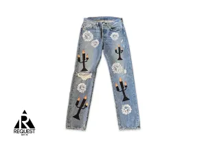 x Off-White Printed Cotton Wreath/Candle Denim "Light Wash"