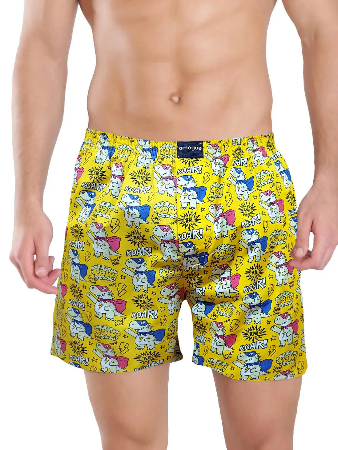 Yellow & White Printed Pack Of 2 Men Cotton Boxers