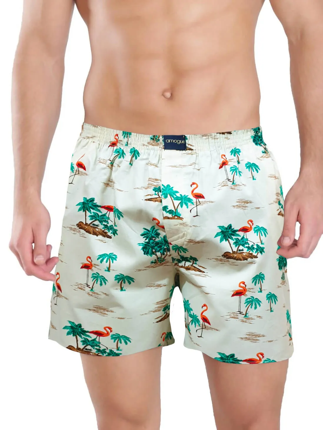 Yellow & White Printed Pack Of 2 Men Cotton Boxers
